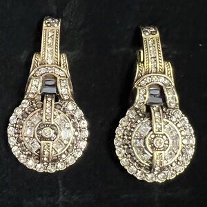 Heidi Daus CLIP 🆕 Crystal Art Deco Earrings in original box